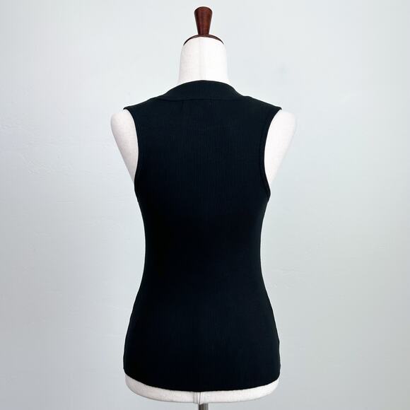 Nation LTD Mock Neck Rib Knit Jet Black Joan Tank Top - Picture 8 of 11